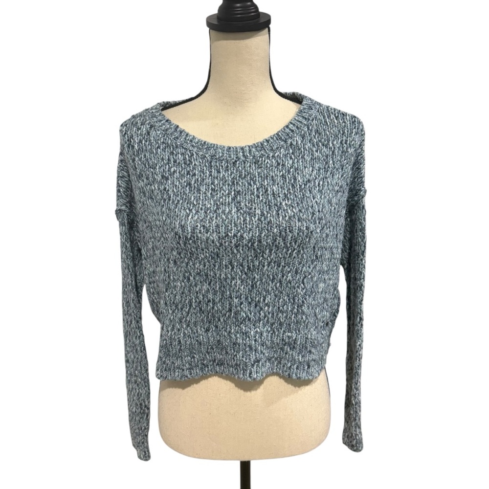 Hollister Crop Knitted Sweater NWT Size XS Blue Gray